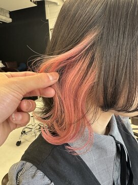 ハピネス 梅田茶屋町店(HAPPINESS) 韓国風カラー　インナーカラー　ピンクベージュ