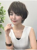 前髪あり耳掛け丸みくびれ大人ショートボブ20代30代40代50代＊
