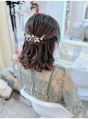 結婚式 二次会 お呼ばれ ハーフアップ×華やかアクセサリー
