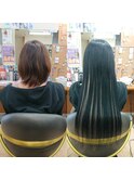 ショートボブからハイライトロングヘア♪