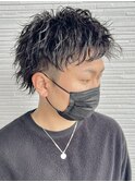 ソフトツイストパーマスパイキーショートフェードメンズカット