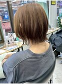横浜ミルクティーピンクベージュタッセルボブ外ハネボブレイヤー