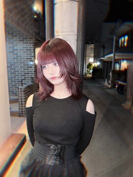 キイ 原宿 表参道(K.e.y) ワインレッド ウルフカット