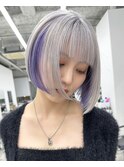 保存必須【海外風ハイトーンボブ】インナーパープル