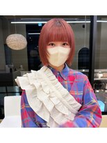 スニュウ(snuw)&nbsp;切りっぱなしボブ小顔カットグレージュワインレッド