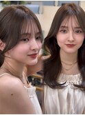 レイヤーロング/韓国レイヤー ショコラブラウンオリーブベージュ