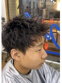 波巻きパーマメンズツイストスパイラルパーマツーブロック