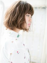 大波純一美容室パーティハン&nbsp;大人可愛いぱっつん前髪ニュアンスパーマボブa小山10代20代30代