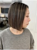 レイヤーカットハッシュカット髪質改善顔周り前髪ボブブリーチ70