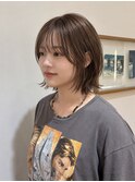 レイヤーボブ/くびれボブ/シースルーバング/ベージュカラー
