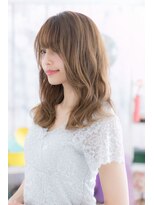 ミック ヘアアンドビューティー 大山店(miq  Hair&Beauty)&nbsp;シースルーバング×無造作カールのこなれくびれセミディ