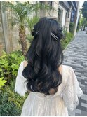 ハーフツイン ブライダルヘア 前撮りヘア お色直し 花嫁ヘア
