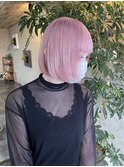 ホワイトピンク/ペールピンク/ショートボブカット