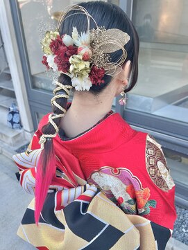 ヘアー アイス 御器所本店(HAIR ICI) 10代20代30代裾カラーピンクヘアアレンジレイヤーストレート