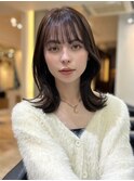 *くびレイヤーエモージュ薄めバング小顔カットアッシュベージュ