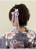 浴衣ヘア　ショート　編み込み　推し活へア　浴衣ヘアメ