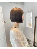 らむカラー　ハニーベージュ　切りっぱなしボブ