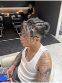 フェードホワイトメッシュツイスパ/メンズパーマ