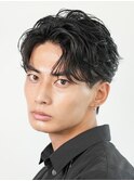 渋谷フェザーパーマメンズカットニュアンスルーズセンターパート