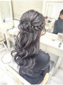 編み込みハーフアップ
