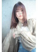 地毛風ストレート シルキーベージュ  ミディアムウルフ　中目黒