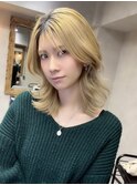 レイヤーカット、ハイライト、ミルクティー、ワンホンレイヤー