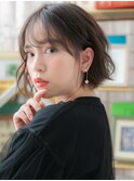 ネオシースルーバングくせ毛風前下がりボブh3川口20代30代40代
