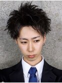 七三刈り上げスパイキーショートサマーツイストパーマ
