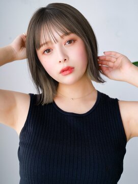 エインアンリー 表参道(AIN.ANLY.) ◯イヤリングカラー薄めバング短めバングインナーカラーベージュ