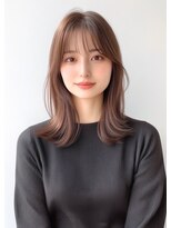 前髪あり　ミディアムレイヤー韓国［＃渋谷駅＃韓国＃髪質改善］