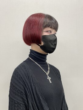 コード 四条河原町駅店(CHORD) 刈り上げボブ/デザインカラー/レッド/ケアブリーチ/京都河原町