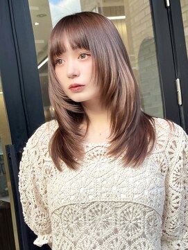 パルス ヨコハマ(PULSE yokohama) 小顔ミディアムレイヤーカットぱっつん前髪