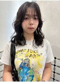 コテ巻き風パーマ/セミロング/シースルーバング/透明感