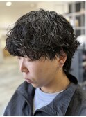 襟足を少し残して。波巻きスパイラルパーマ