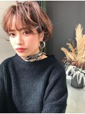 マッシュショート/ピンクベージュ