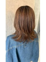 ポリマン 西新井(poliment) 立体感UPくびレイヤー外はねヘア/明るめブラウン髪質改善