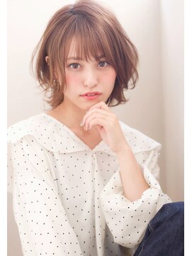 マリアバイアフロート(Maria by AFLOAT) 【添田】ひし形シルエット大人の小顔ボブ斜めバング グレージュ