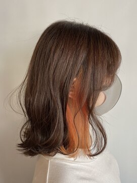 カームバイリコ 学芸大学(calm by liko) インナーカラーorange○* オレンジカラー ぷつっとカット