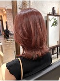 シースルバングマッシュショートレイヤーカットふんわりミディ