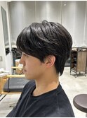 アッシュブラックカルマパーマベリーショートダークアッシュ