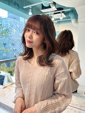 マインバイアフロートギンザ(MYNE by AFLOAT GINZA) 鎖骨ミディアム／くびれヘア／外ハネ／マロンベージュ