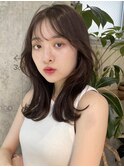 韓国ヘアハッシュカットレイヤーカットベージュブリーチ無し