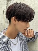 ニュアンスパーマ毛流れセンターパートウルフフェザーパーマ