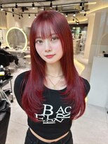 ロール 博多(Role) ミニウルフチェリーブラウンブリーチなしレイヤー韓国前髪/博多