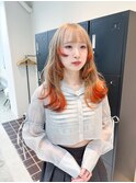 狐カラー/ハイトーン裾カラーオレンジ/ブラック/エンドカラー