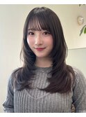 顔周りレイヤーカットくびれヘアミルクティーベージュカラー