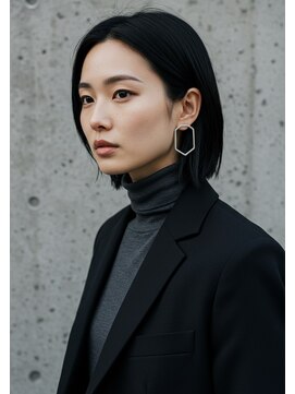 フルショウ 苦楽園店(FURUSHO) チャコールグレー/切りっぱなしボブ/前髪なし大人ボブ