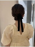 結婚式お呼ばれに王道人気ボブシニヨンヘアアレンジ