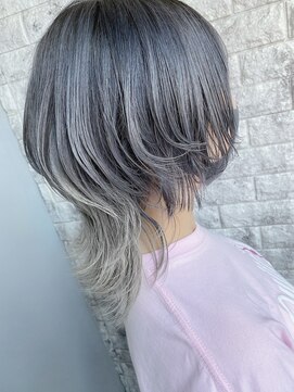 リアイス(Re:ICE) ミニウルフ/くすみブルー/流れるレイヤー/インナーハイライト