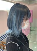 ツートンパステルブルー/ダブルカラー/ブリーチ/髪質改善/横浜
